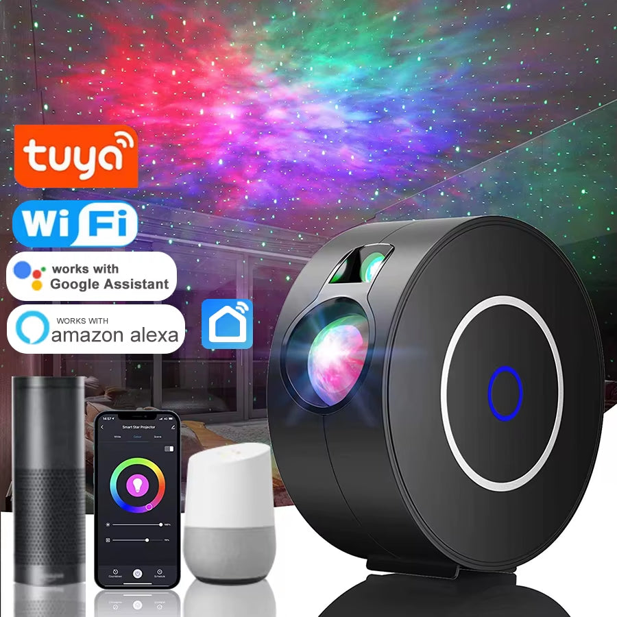 Smart WIFI Starry Sky Projector LED Night Light Aurora Star Galaxy Night Lamp for Bedroom Games Room Party
